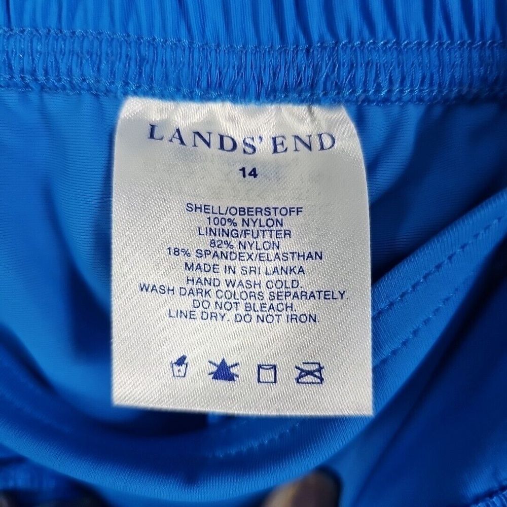 Lands End Swim Shorts Women's 14 Blue Built In Brief Pockets Beach Pool Vacation - Picture 8 of 9